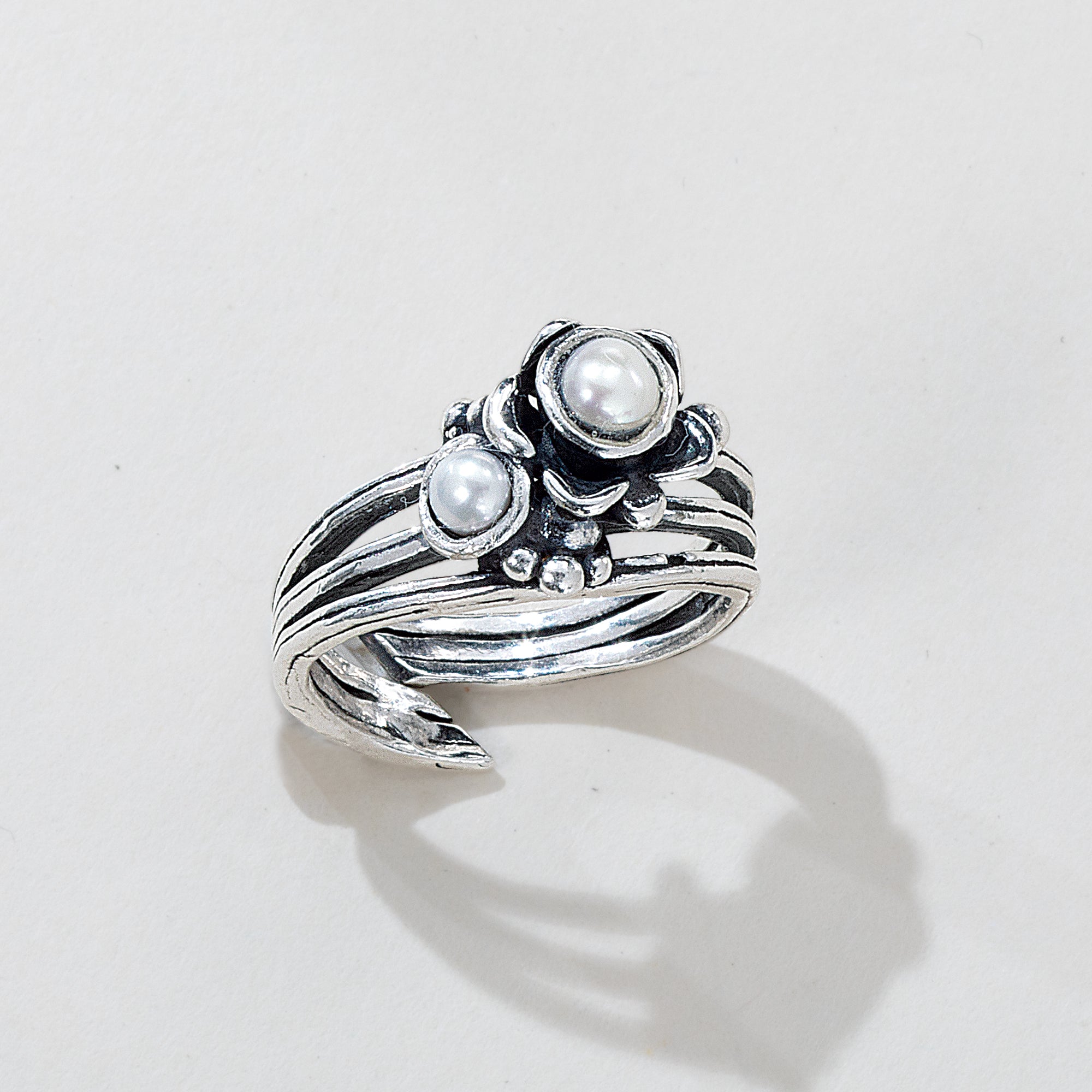Florals & Freshwater Pearls Sterling Silver Ring