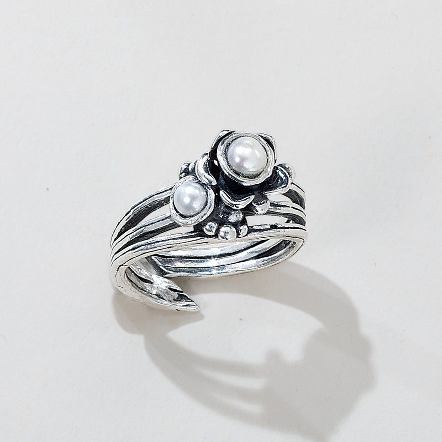 Florals & Freshwater Pearls Sterling Silver Ring