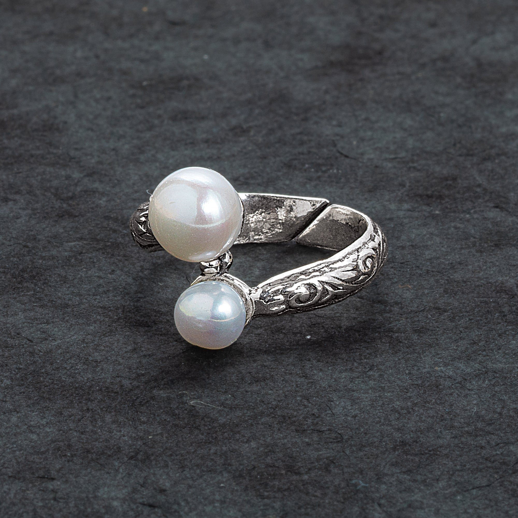 Sterling Silver & Freshwater Pearl Bypass Ring