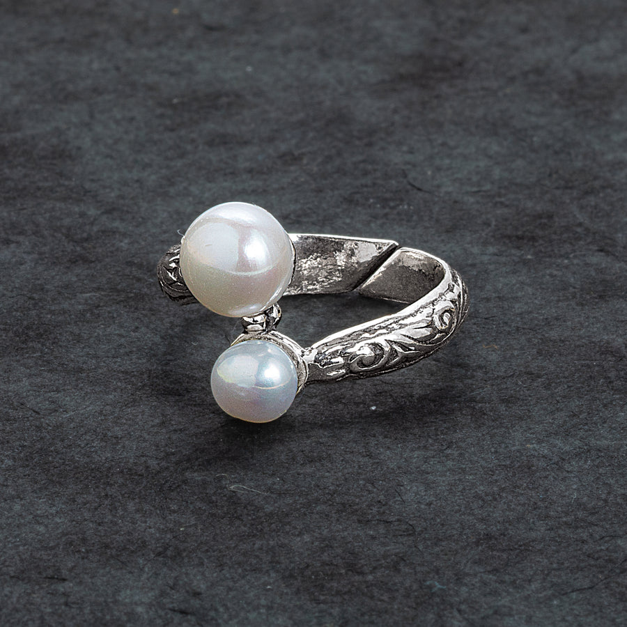Sterling Silver & Freshwater Pearl Bypass Ring