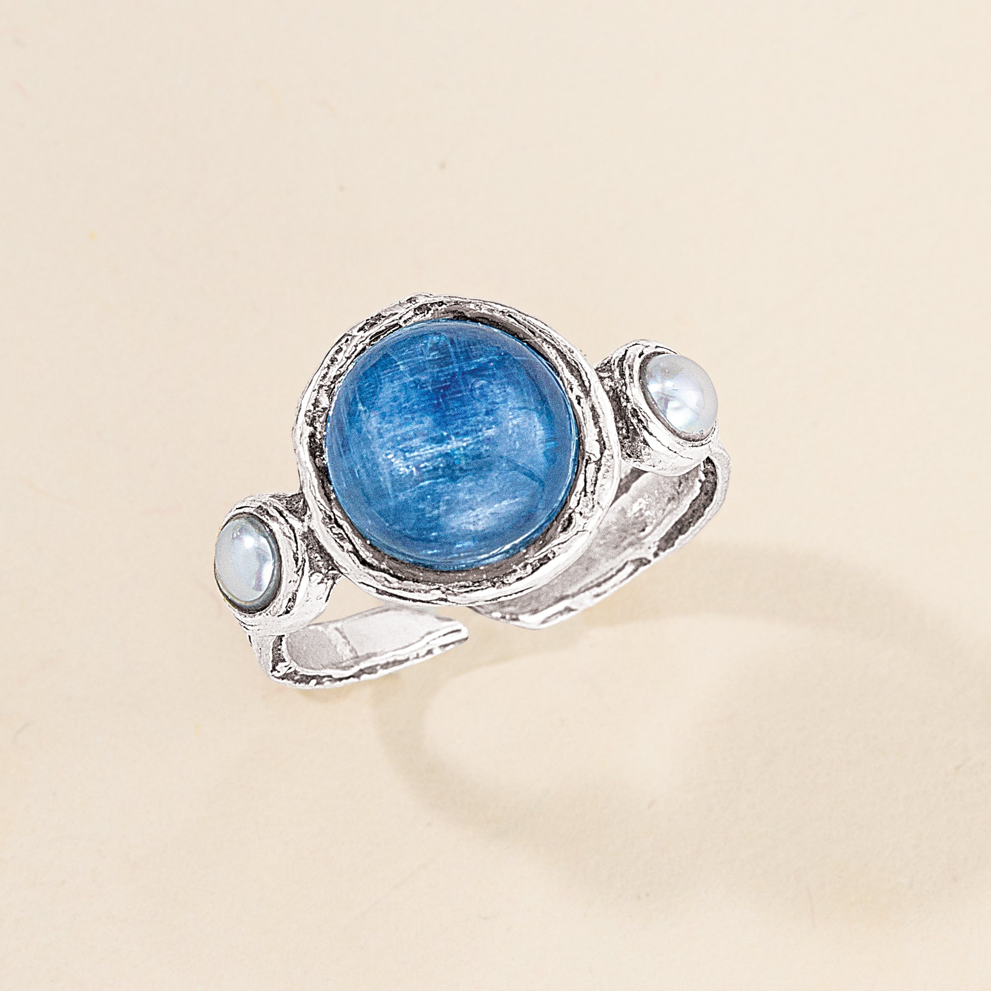 Kyanite & Freshwater Pearl Ring