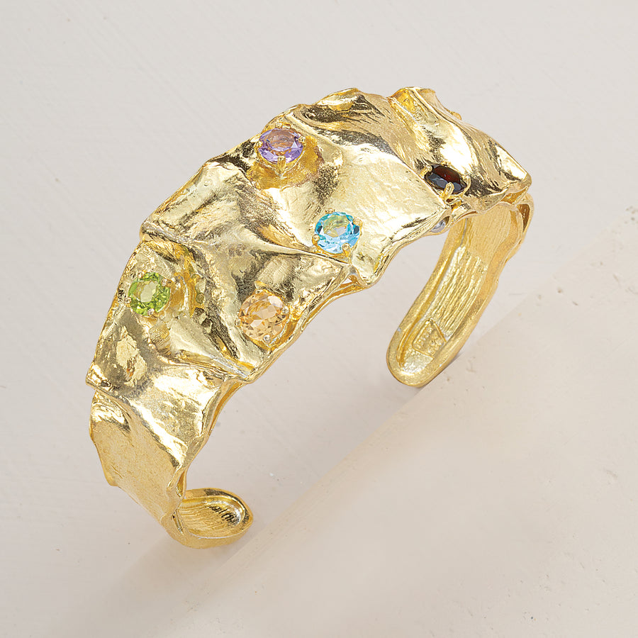 Gold-Plated Garden of Gems Adjustable Cuff