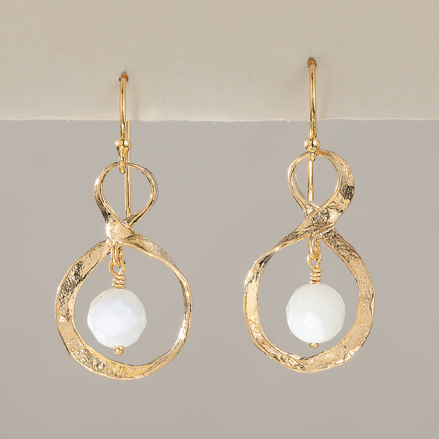 Mother Of Pearl and Gold-Plated Infinity Earrings