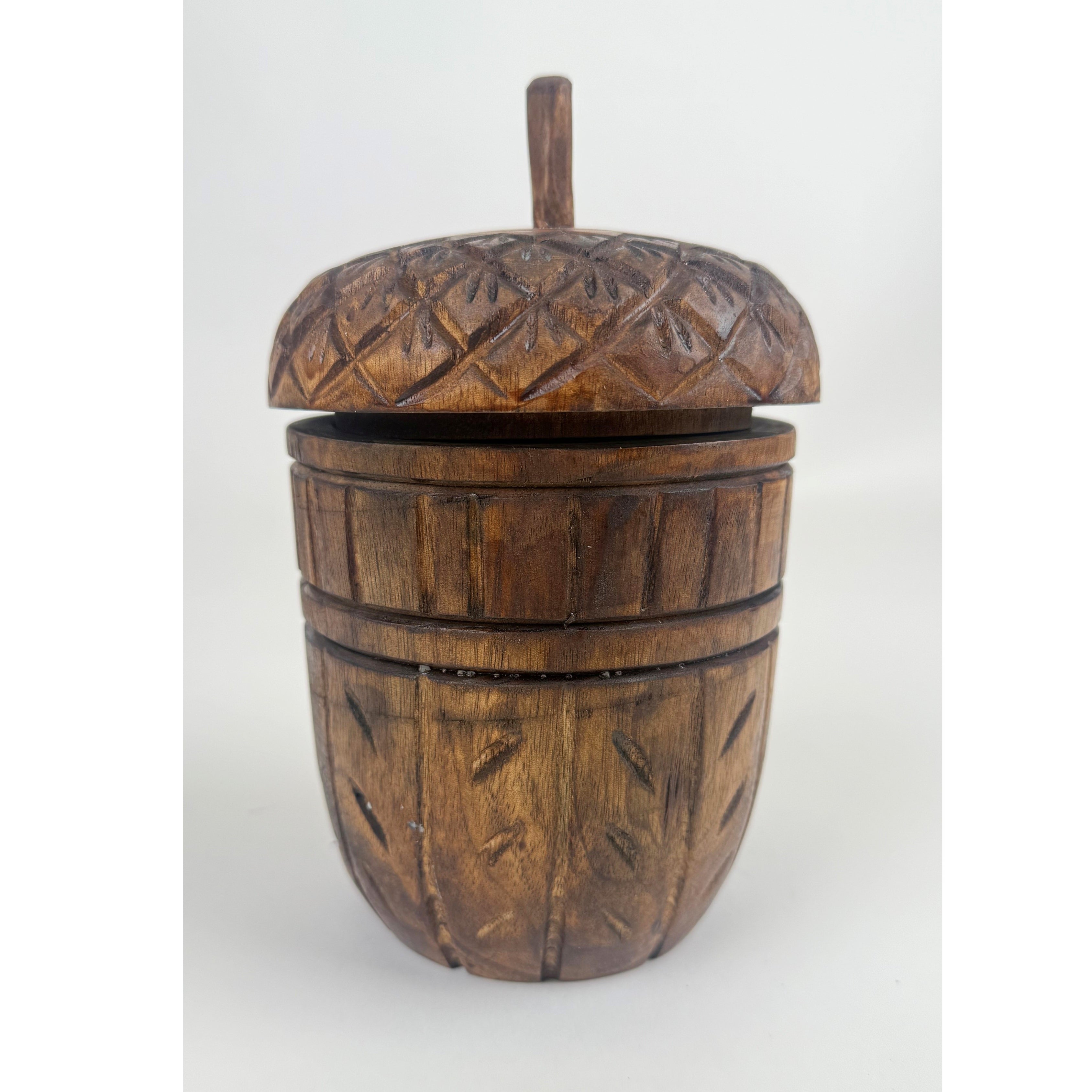 Carved Wooden Acorn Decorative Scented Candle