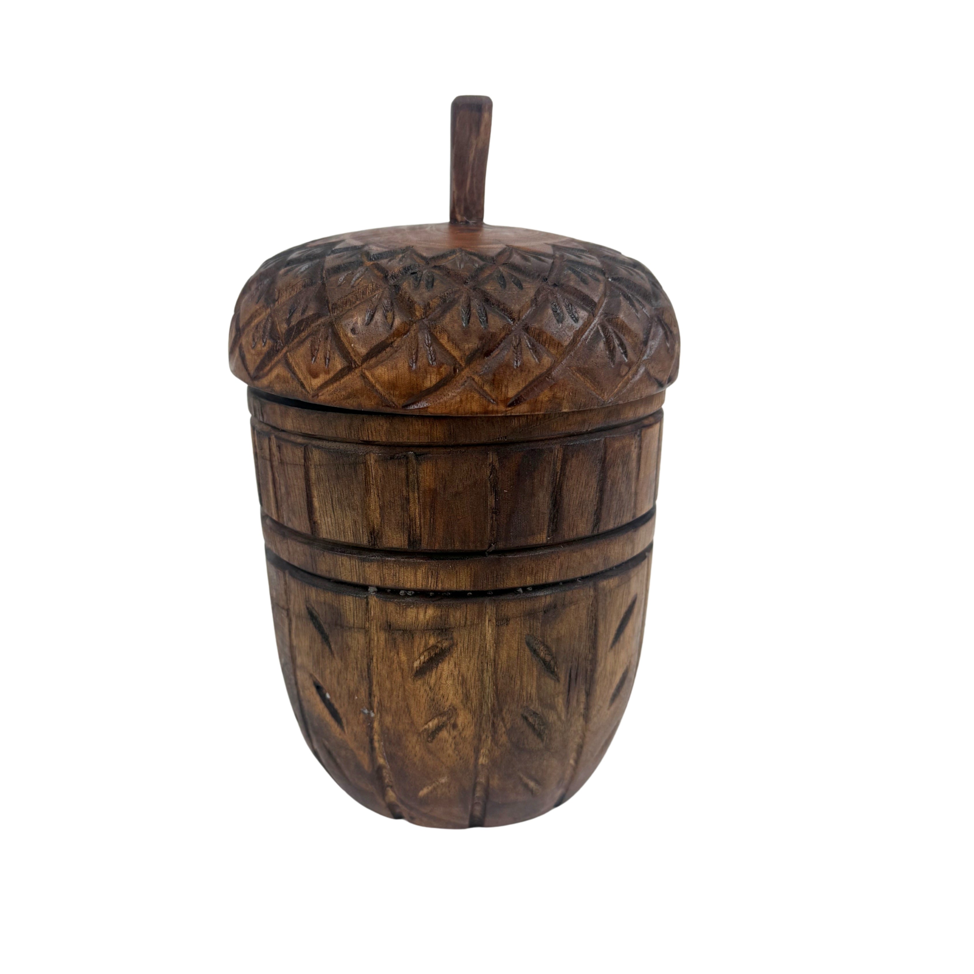 Carved Wooden Acorn Decorative Scented Candle