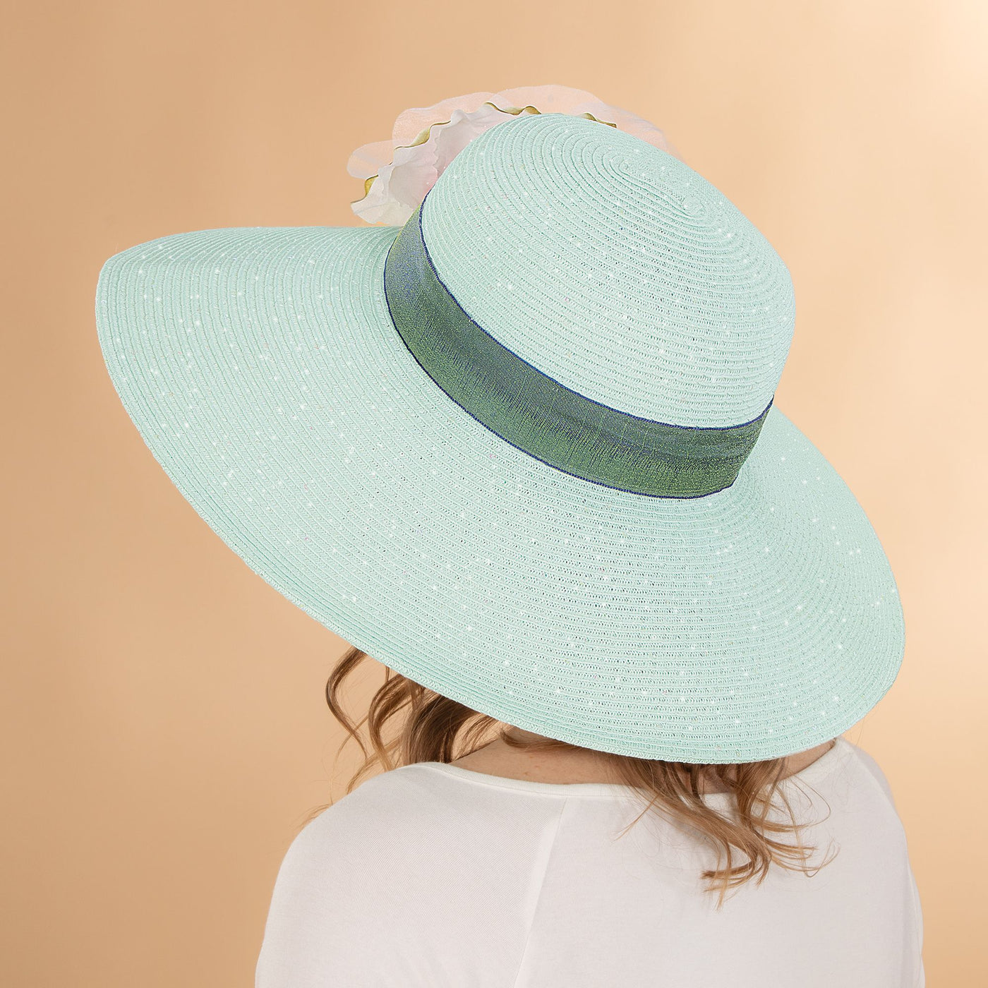 Alicia Aqua Green Wide Brimmed Sun Hat