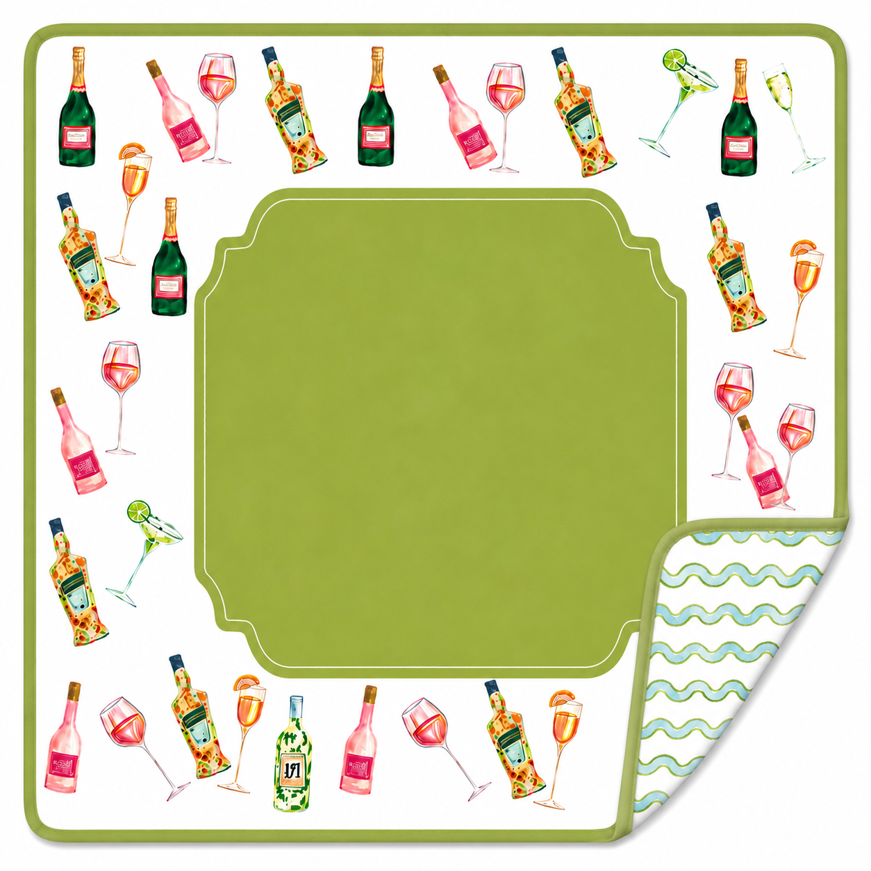 Cocktails Double-Sided Mahjong Mat (Preorder)