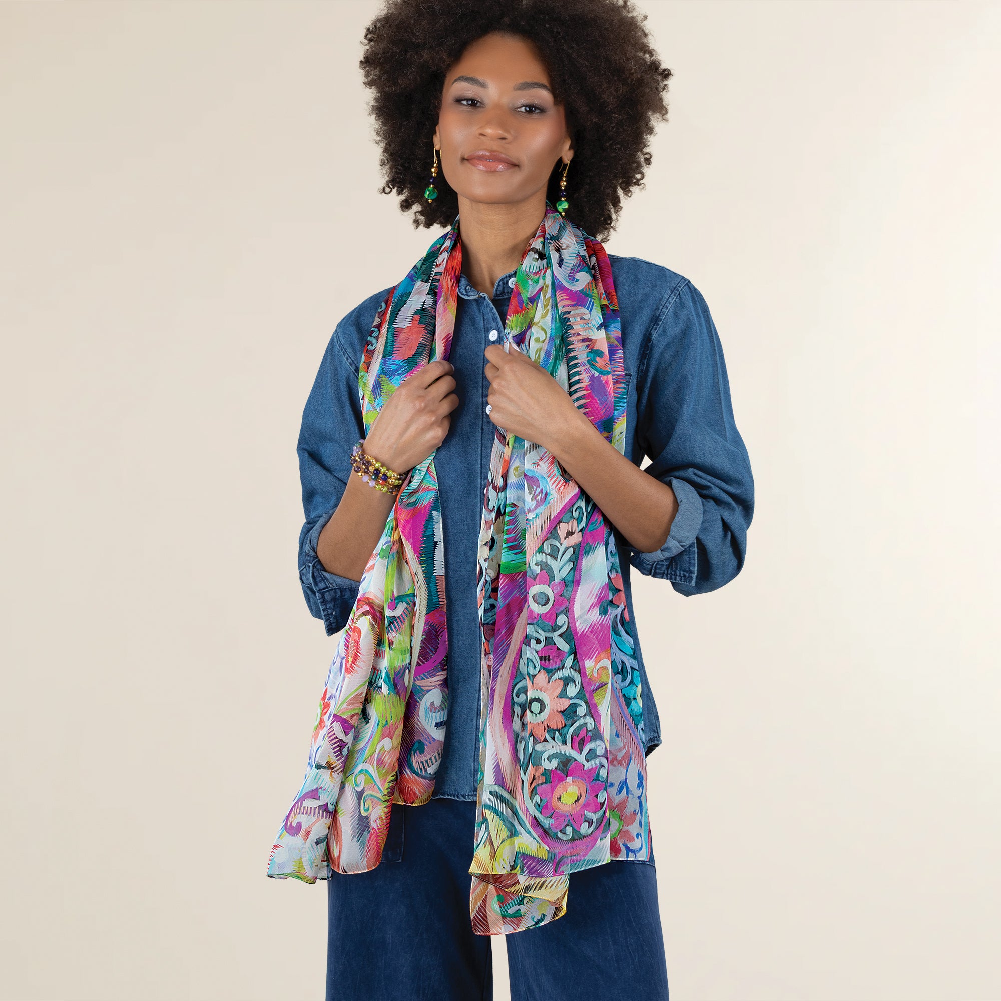 Brilliant Paisley Italian Silk Scarf (Preorder)