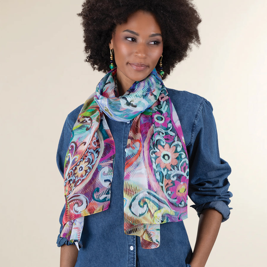 Brilliant Paisley Italian Silk Scarf