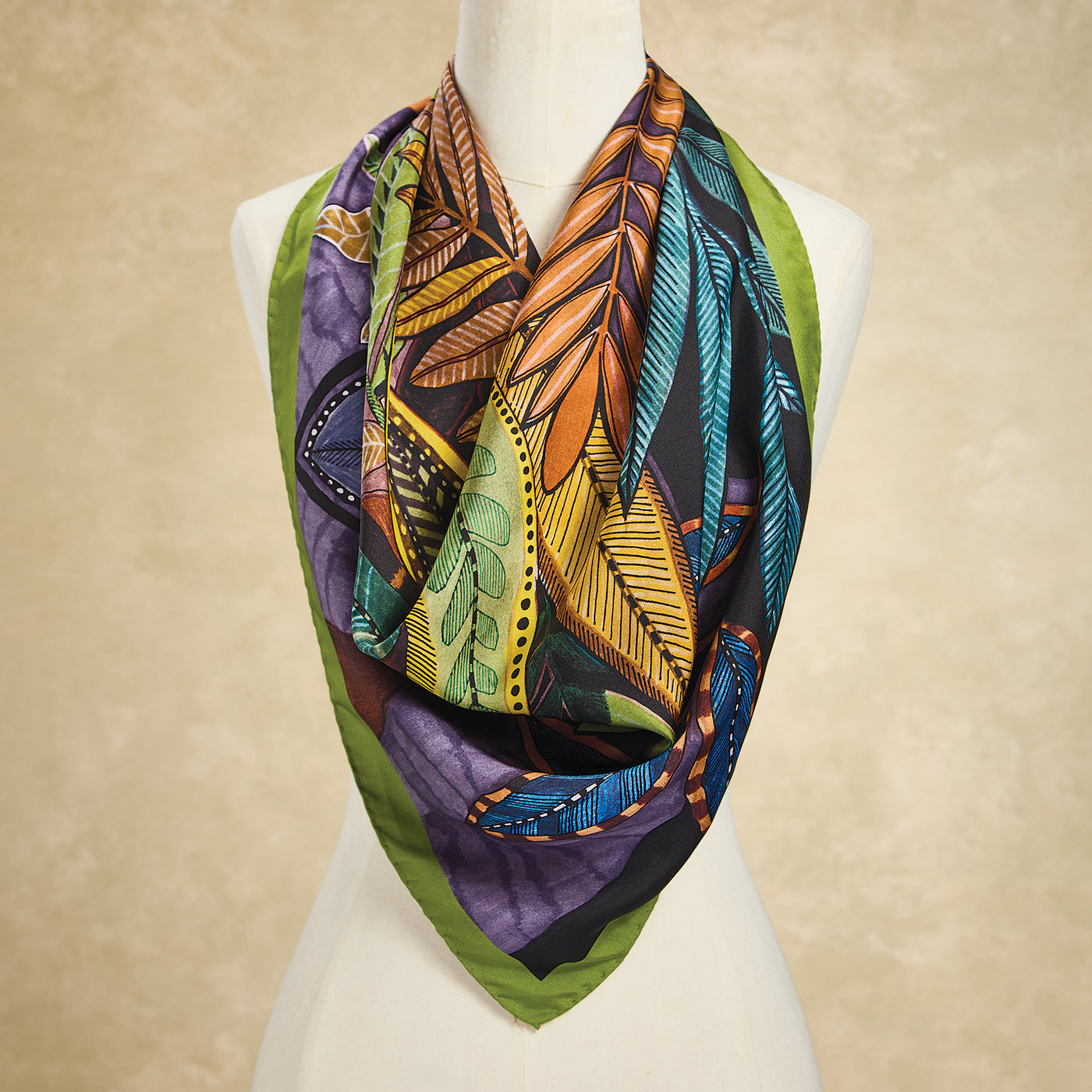 Lush Leaves Twill Scarf (Preorder)