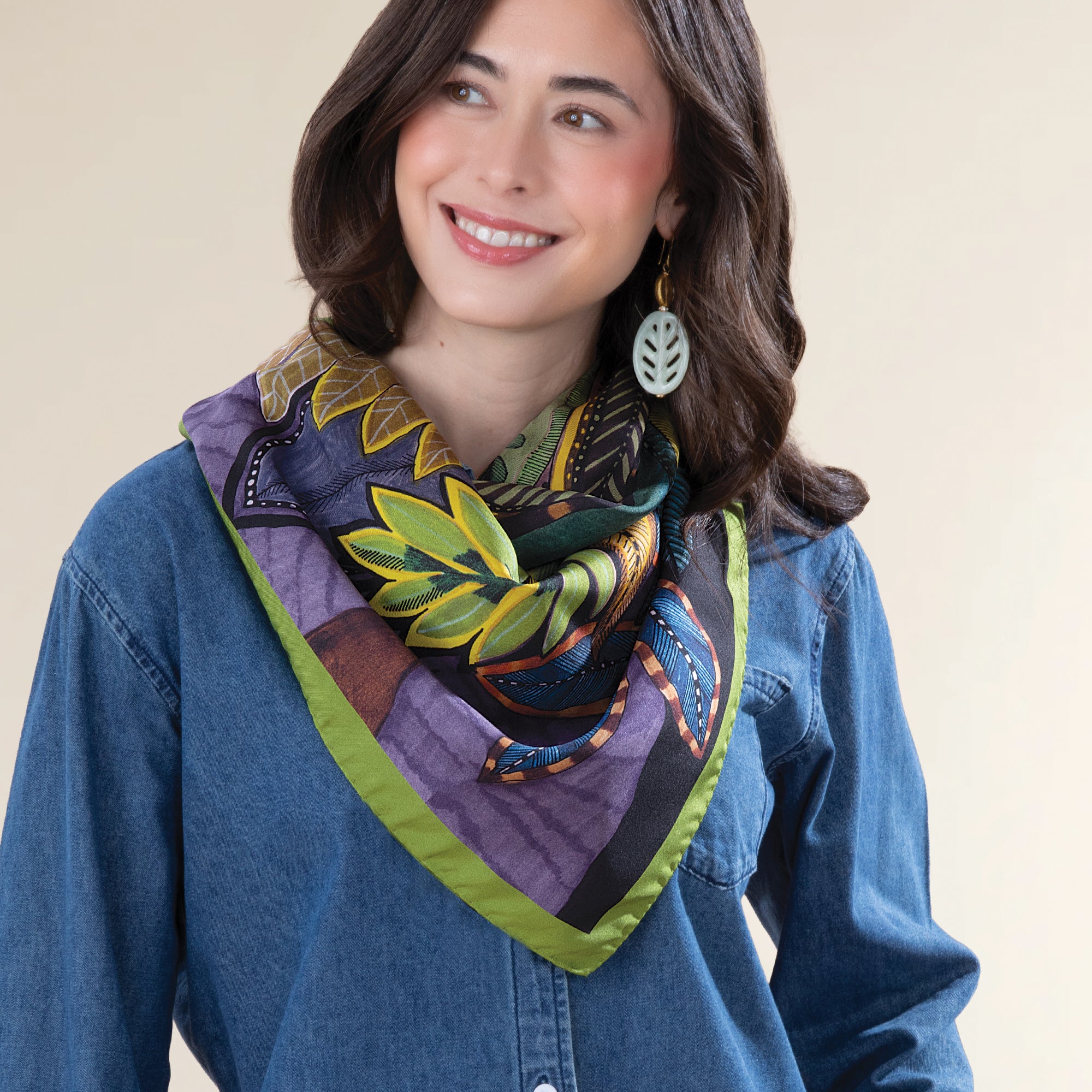 Lush Leaves Twill Scarf (Preorder)