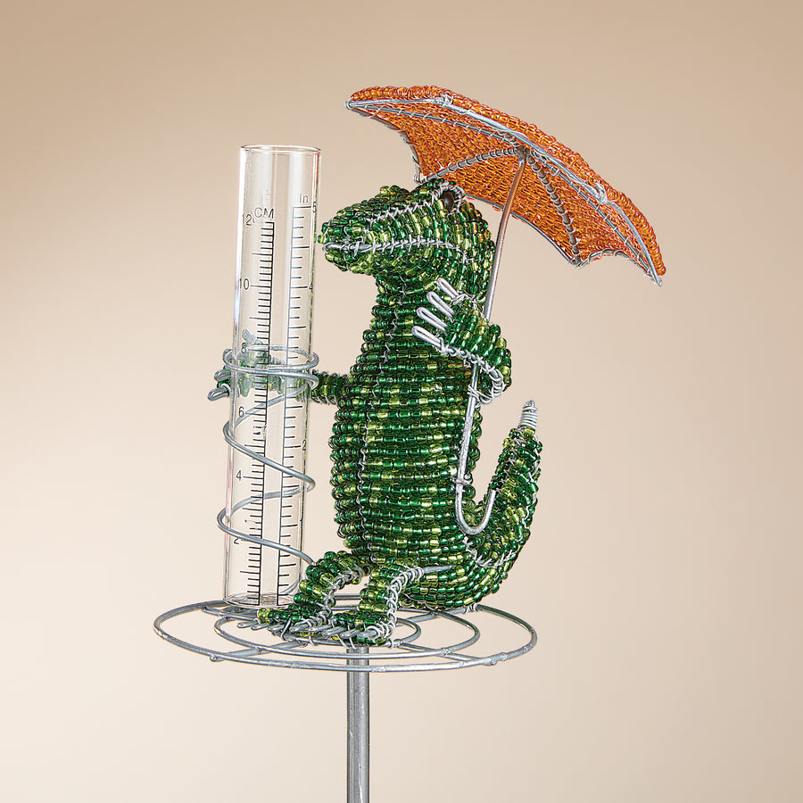 Hand-Beaded Alligator Rain Gauge