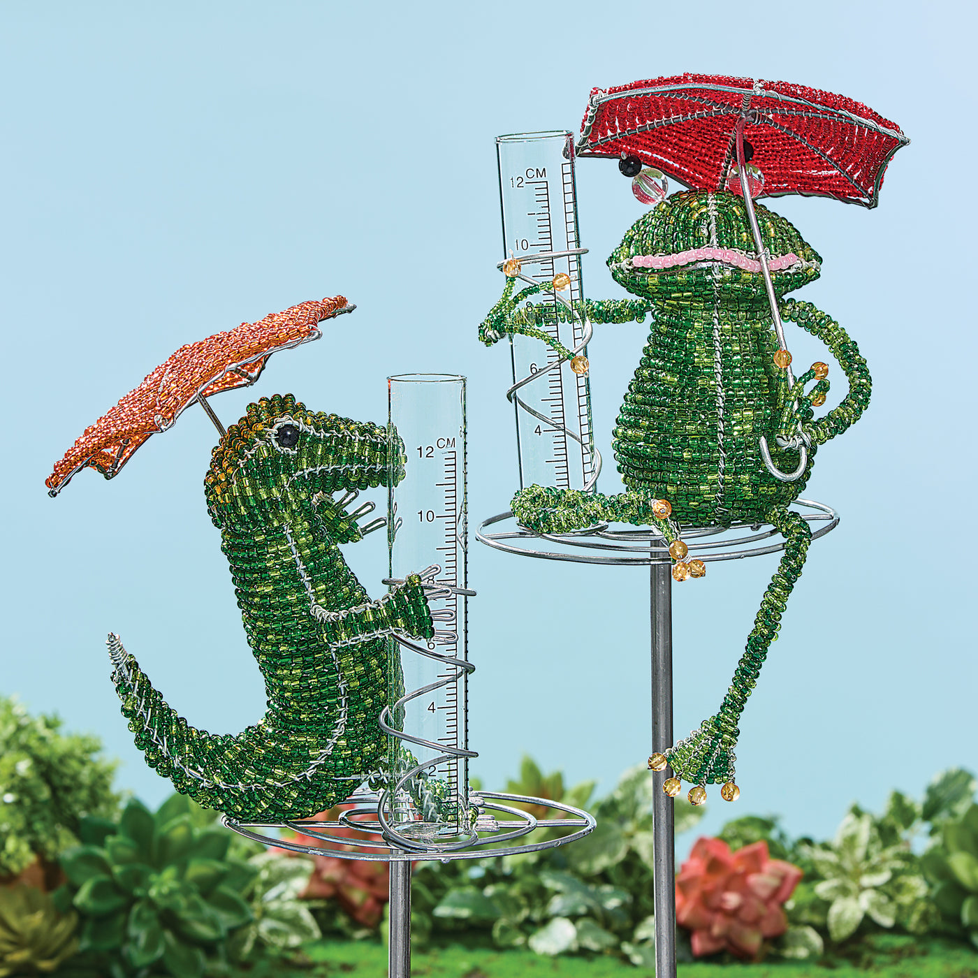 Hand-Beaded Frog Rain Gauge (Preorder)