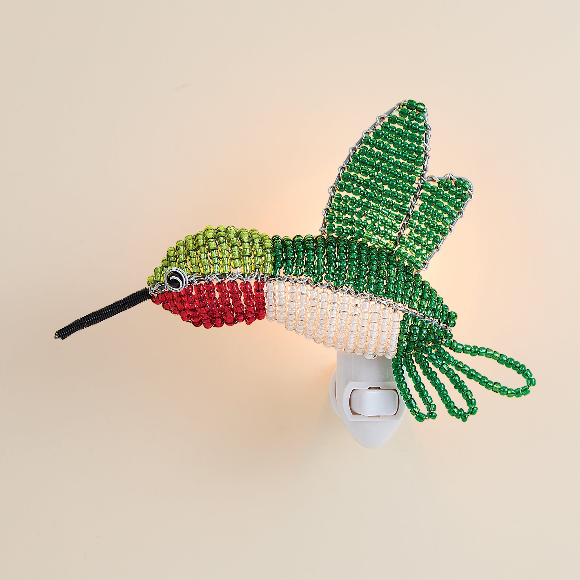 Hand-Beaded Hummingbird Nightlight