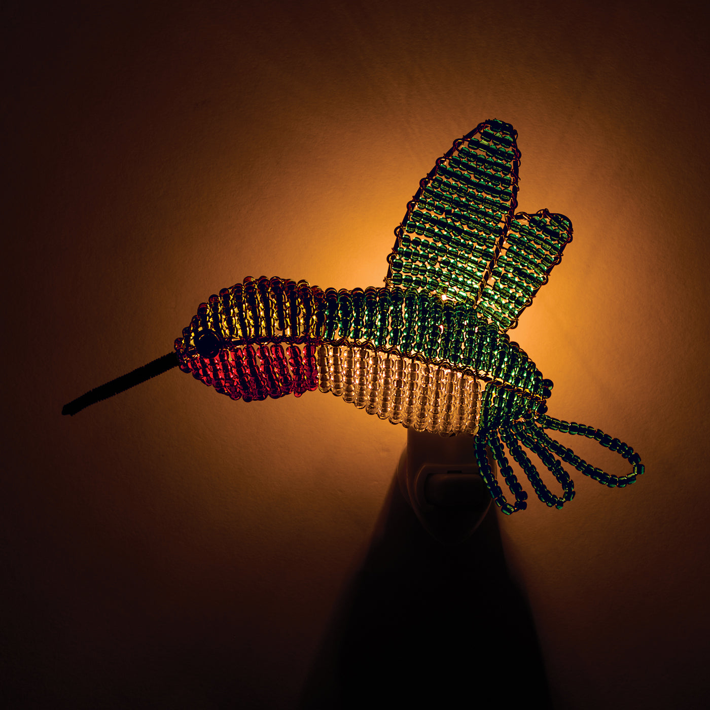 Hand-Beaded Hummingbird Nightlight