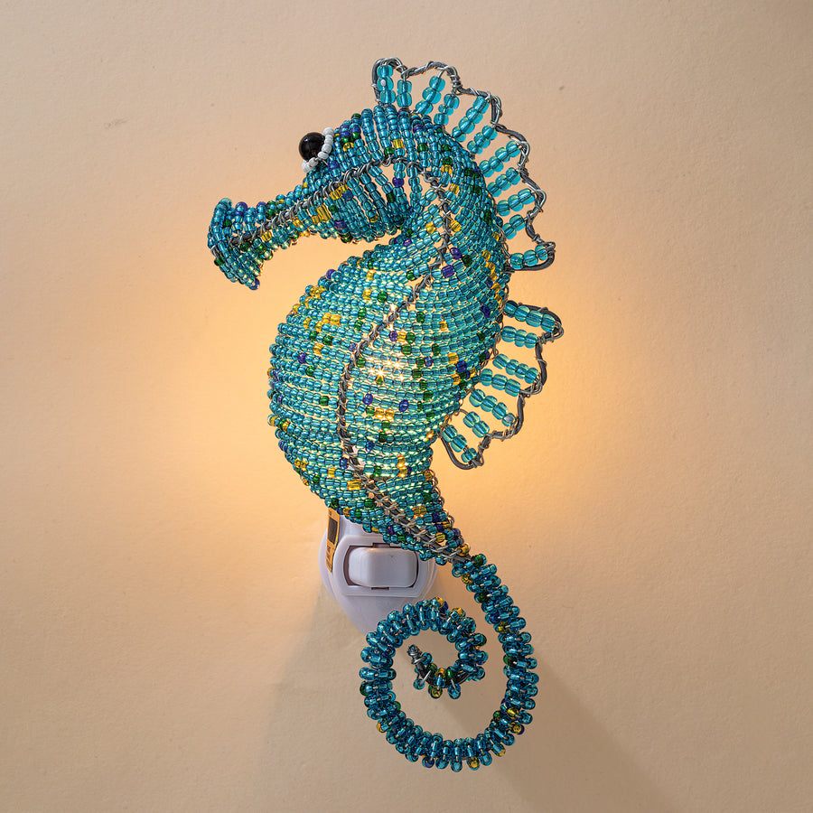 Hand-Beaded Seahorse Nightlight