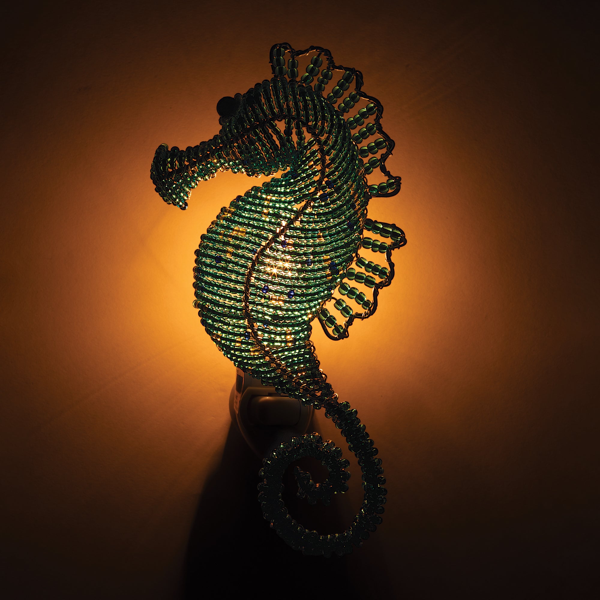 Hand-Beaded Seahorse Nightlight