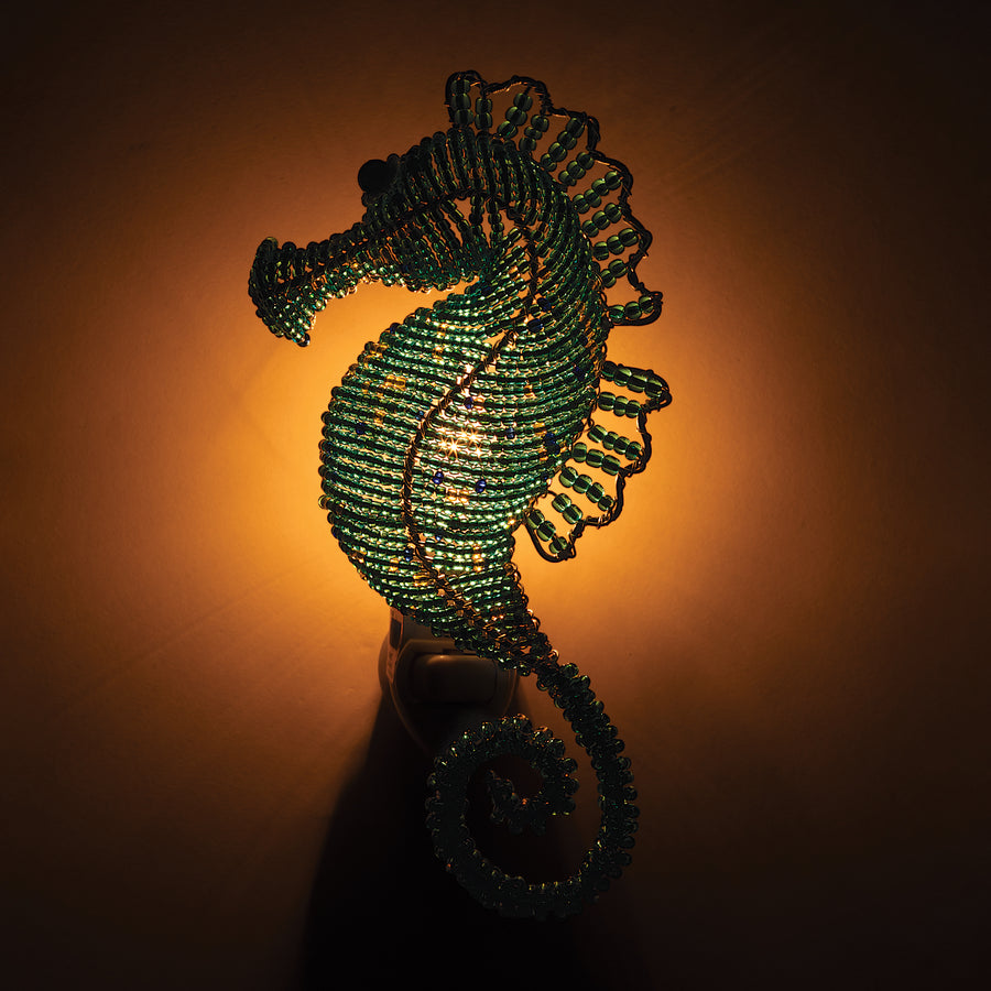 Hand-Beaded Seahorse Nightlight