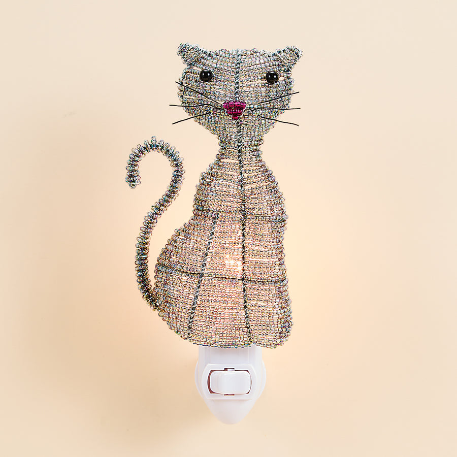 Hand-Beaded Cat Nightlight (Preorder)
