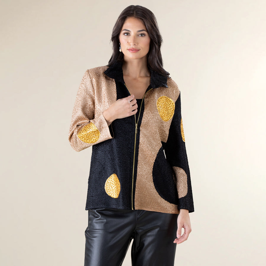 On The Dot Zip Front Crinkle Jacket
