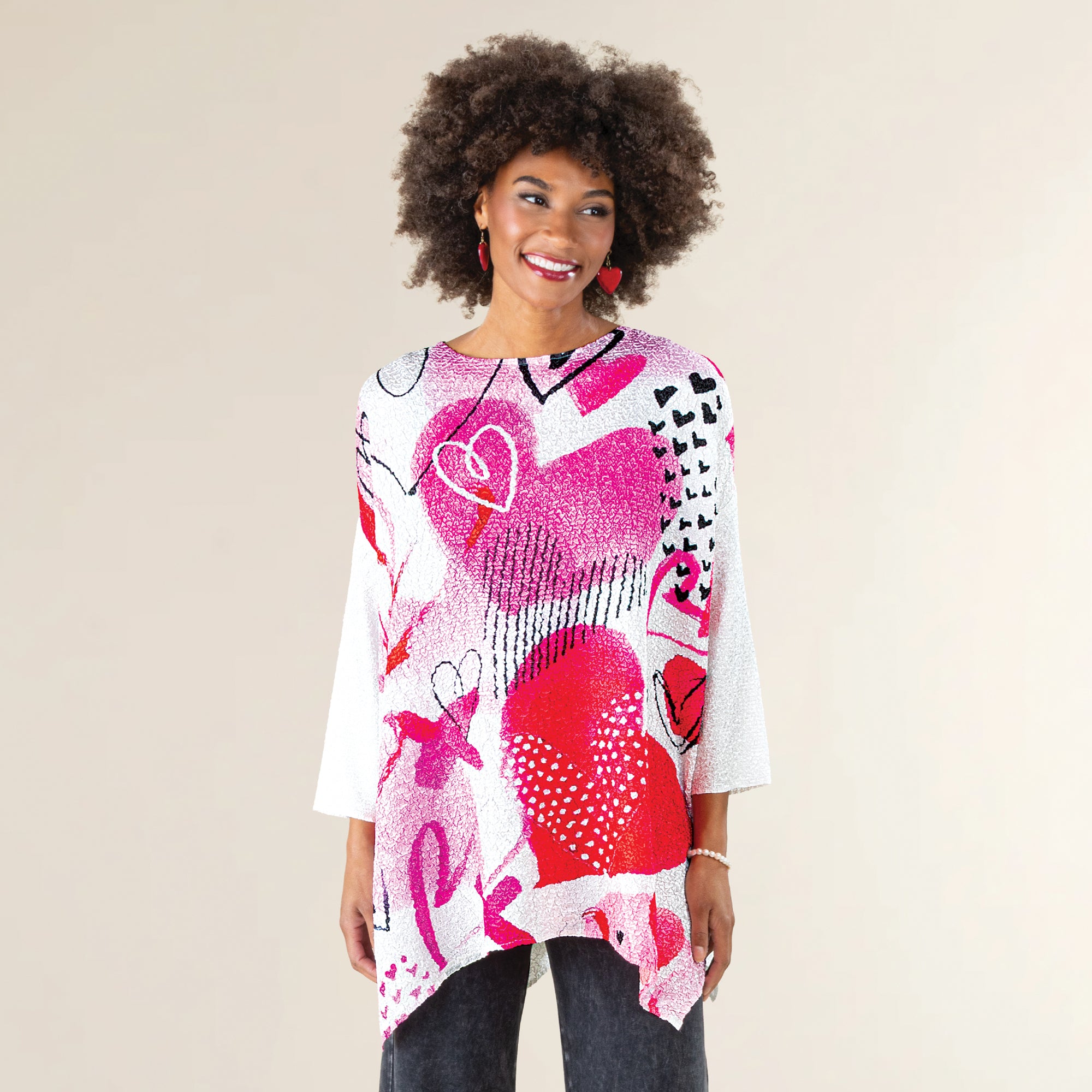 Hearts & Kisses Crinkle Tunic