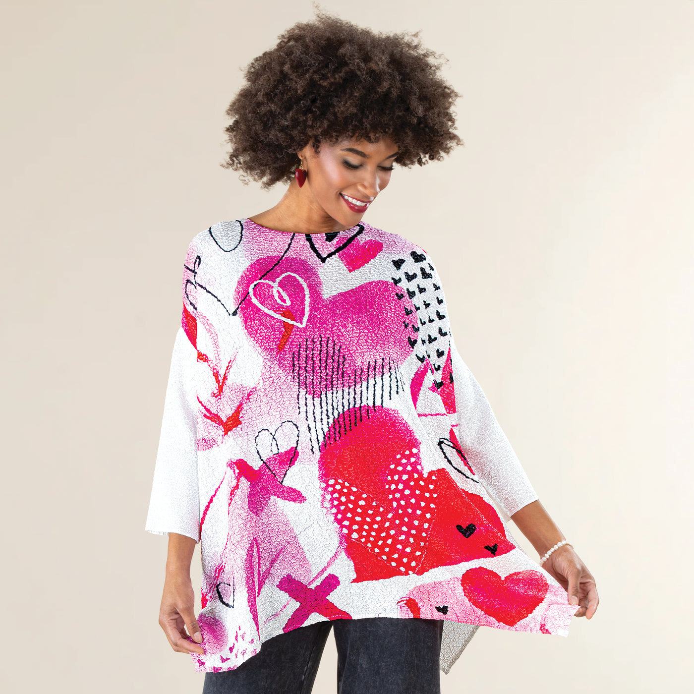 Hearts & Kisses Crinkle Tunic