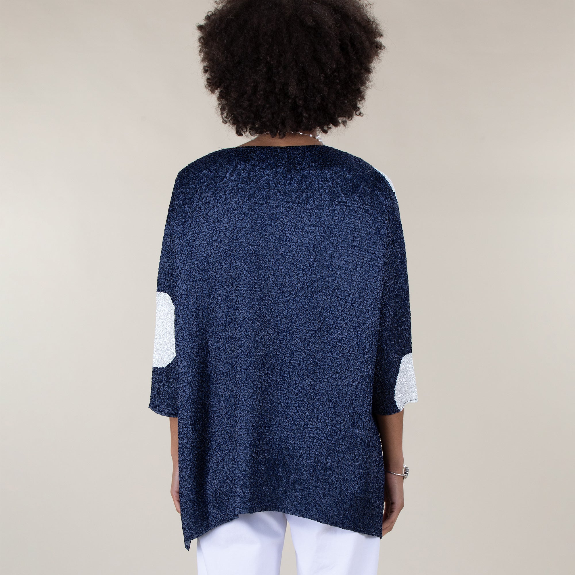Rippling Circles Navy Blue Crinkle Tunic (Preorder)