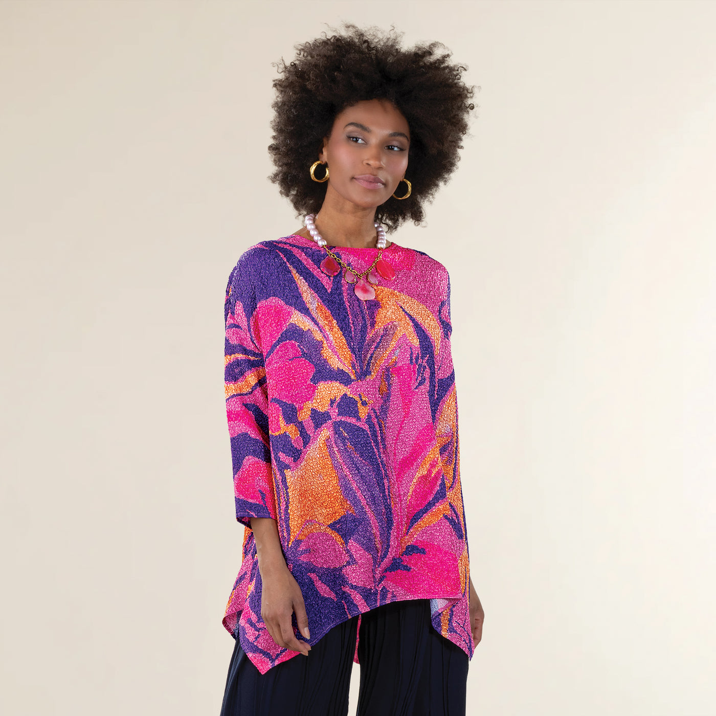 Raspberry Sherbert Crinkle Tunic (Preorder)