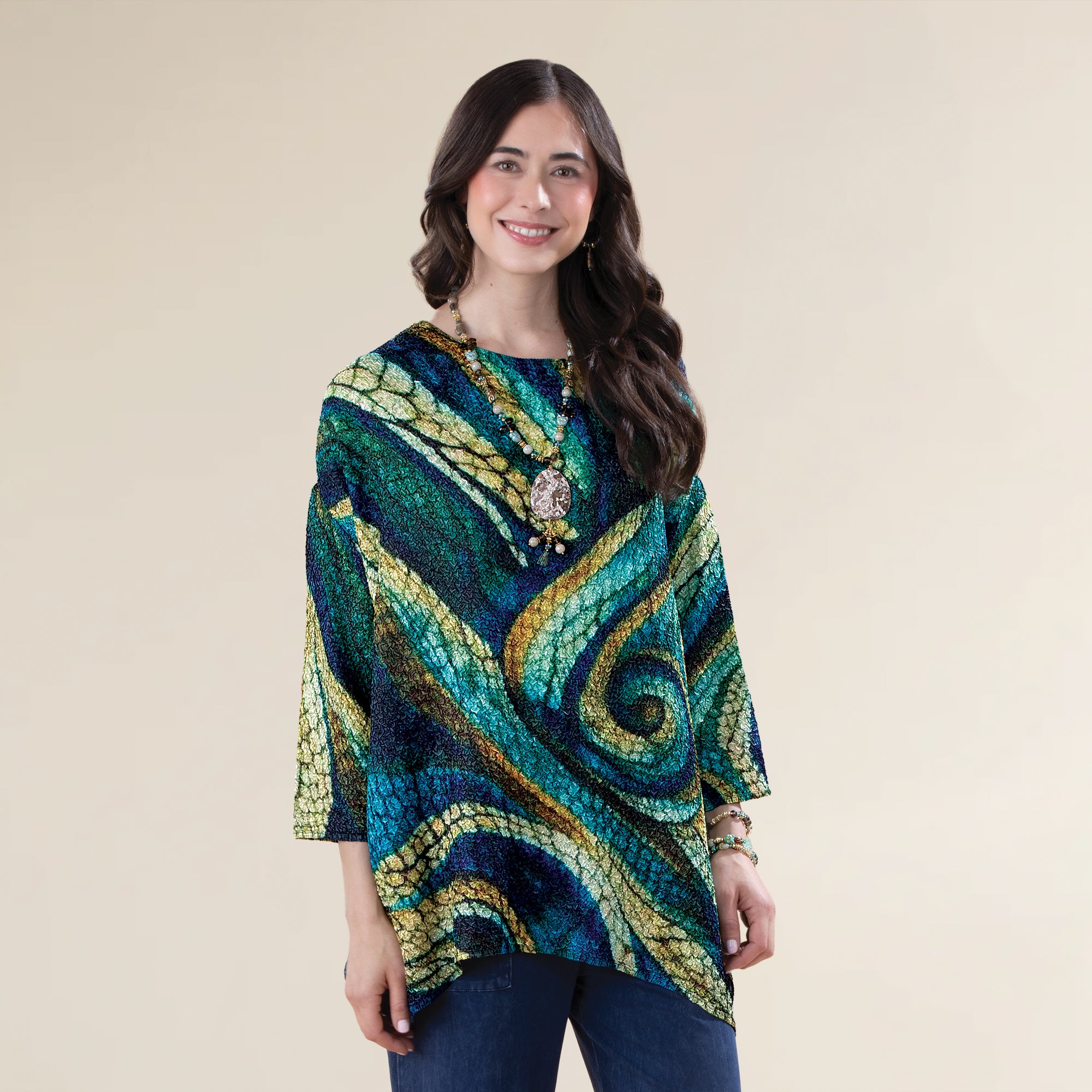Mosaic Swirls Crinkle Tunic (Preorder)