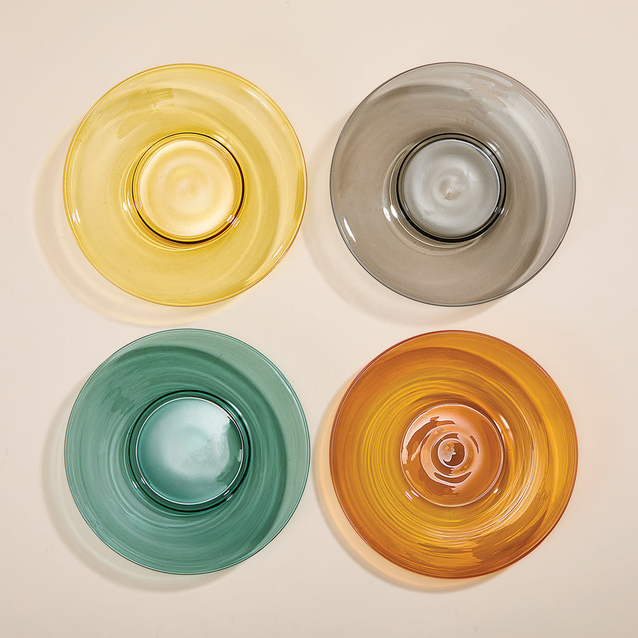 Jewel-Toned Borosilicate Glass Plates, Set of 4