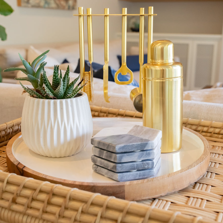 Geometric Marble Hexagon Coasters, Set of 4