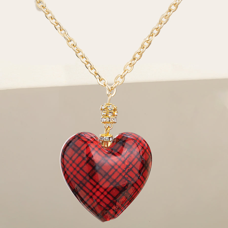 Murano Glass Tartan Heart Necklace