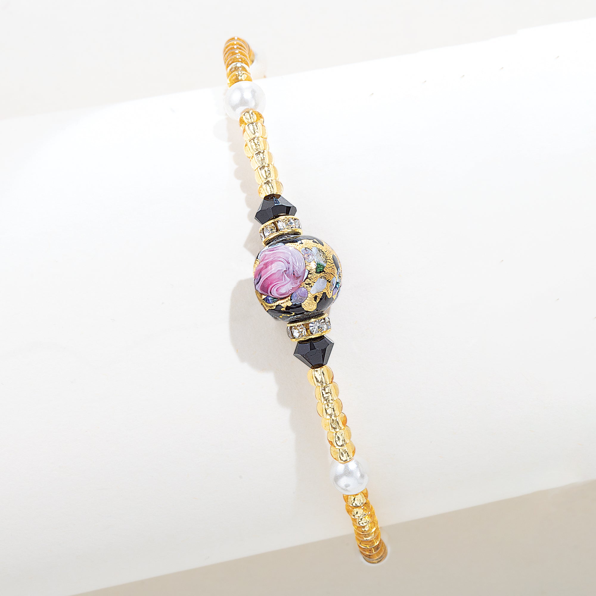 Fiore Fantasia Black Murano Glass Bracelet