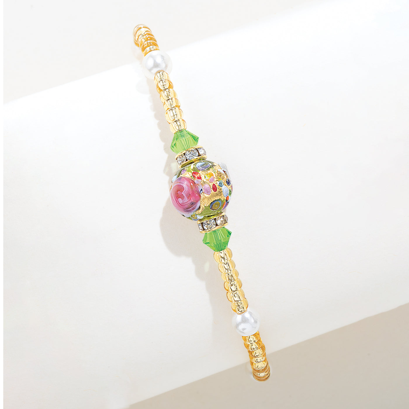 Fiore Fantasia Green Murano Glass Bracelet