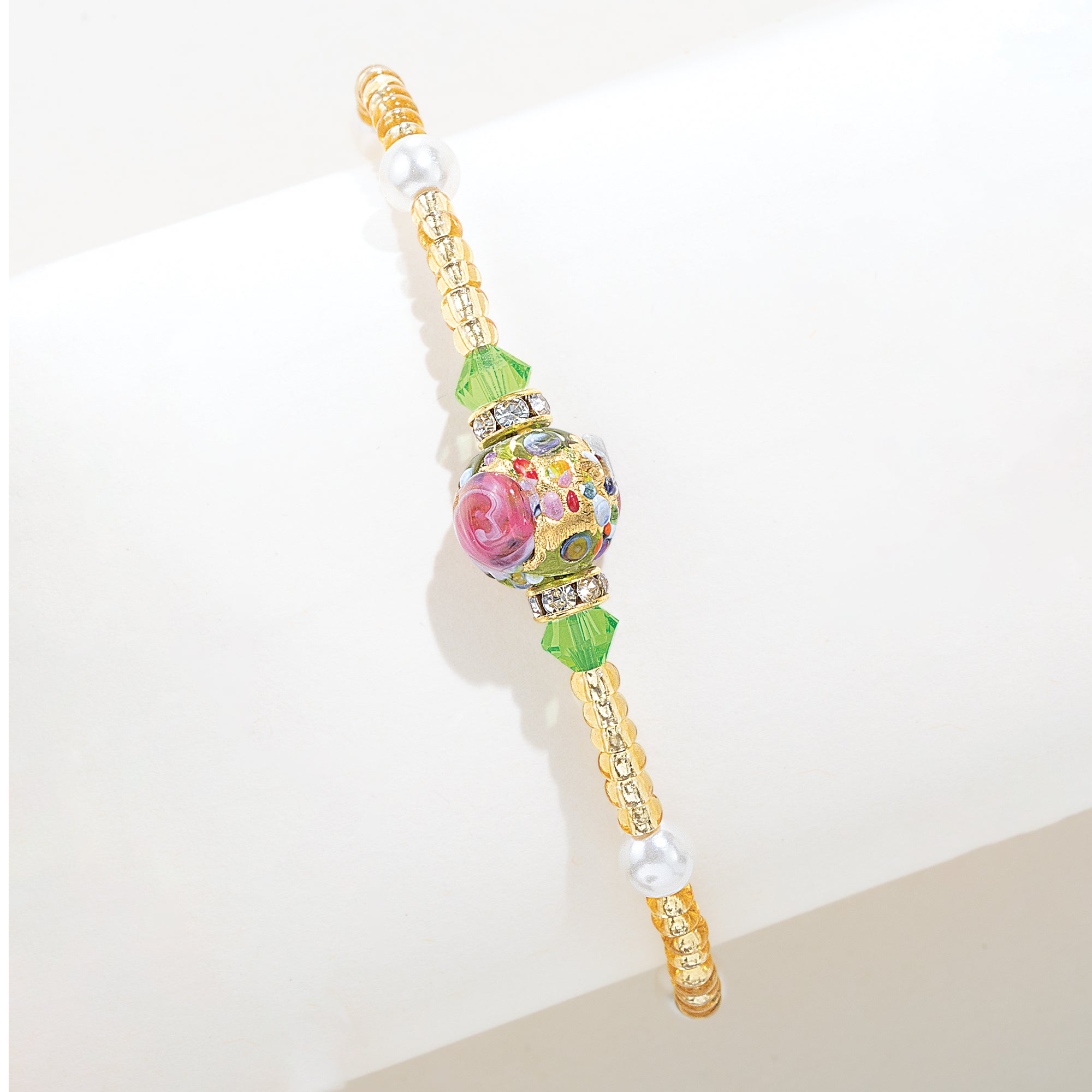 Fiore Fantasia Green Murano Glass Bracelet