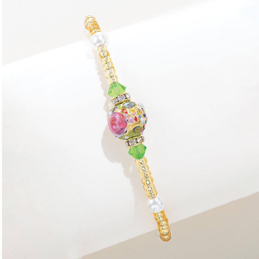 Fiore Fantasia Green Murano Glass Bracelet