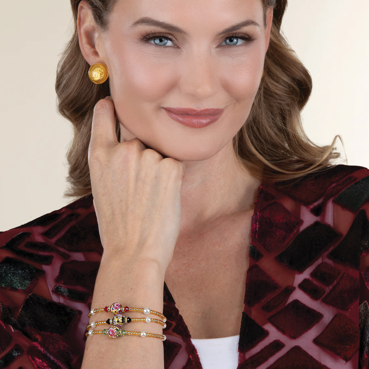 Fiore Fantasia Green Murano Glass Bracelet