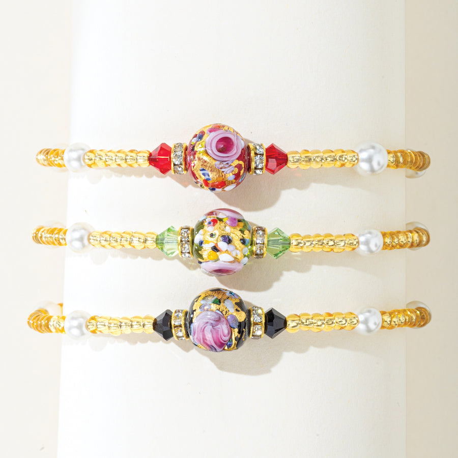 Fiore Fantasia Green Murano Glass Bracelet