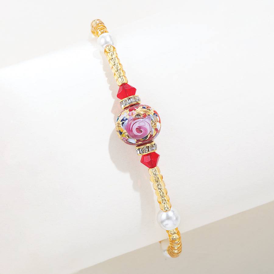 Fiore Fantasia Red Murano Glass Bracelet