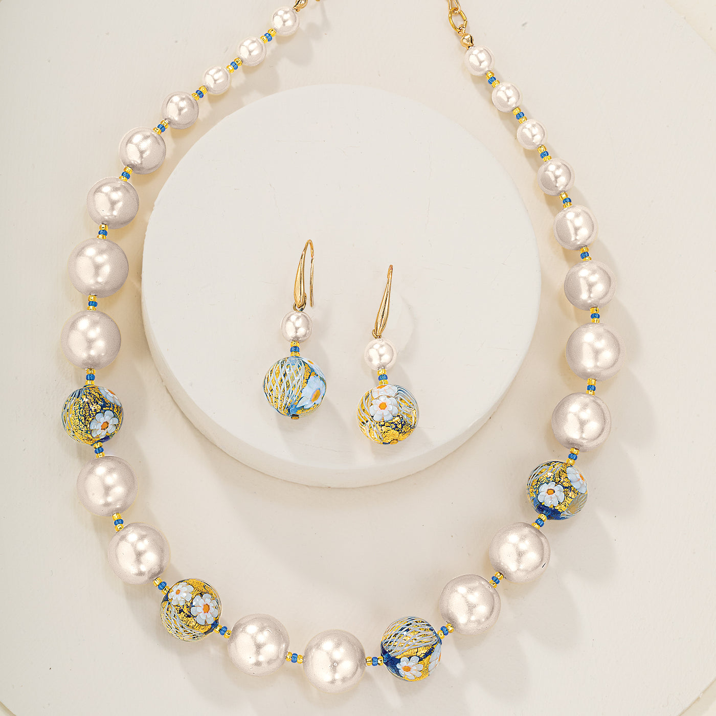 Murano Glass Pearls & Millefiori Necklace