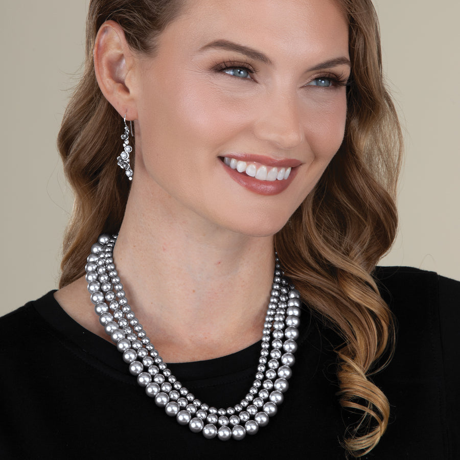 Murano Glass Perle D'argento Triple Strand Necklace