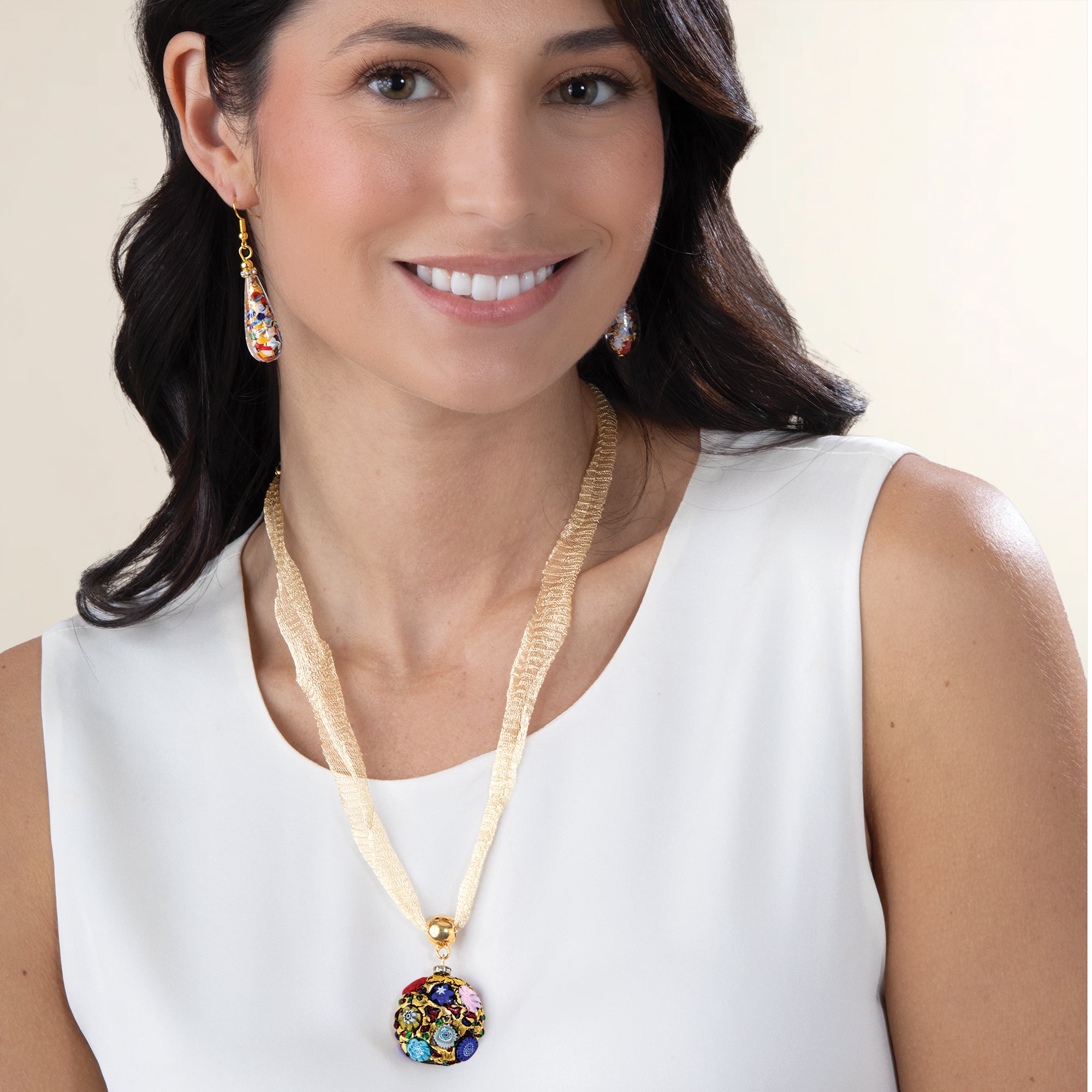Murano Glass Millefiori Confetti Pendant Necklace