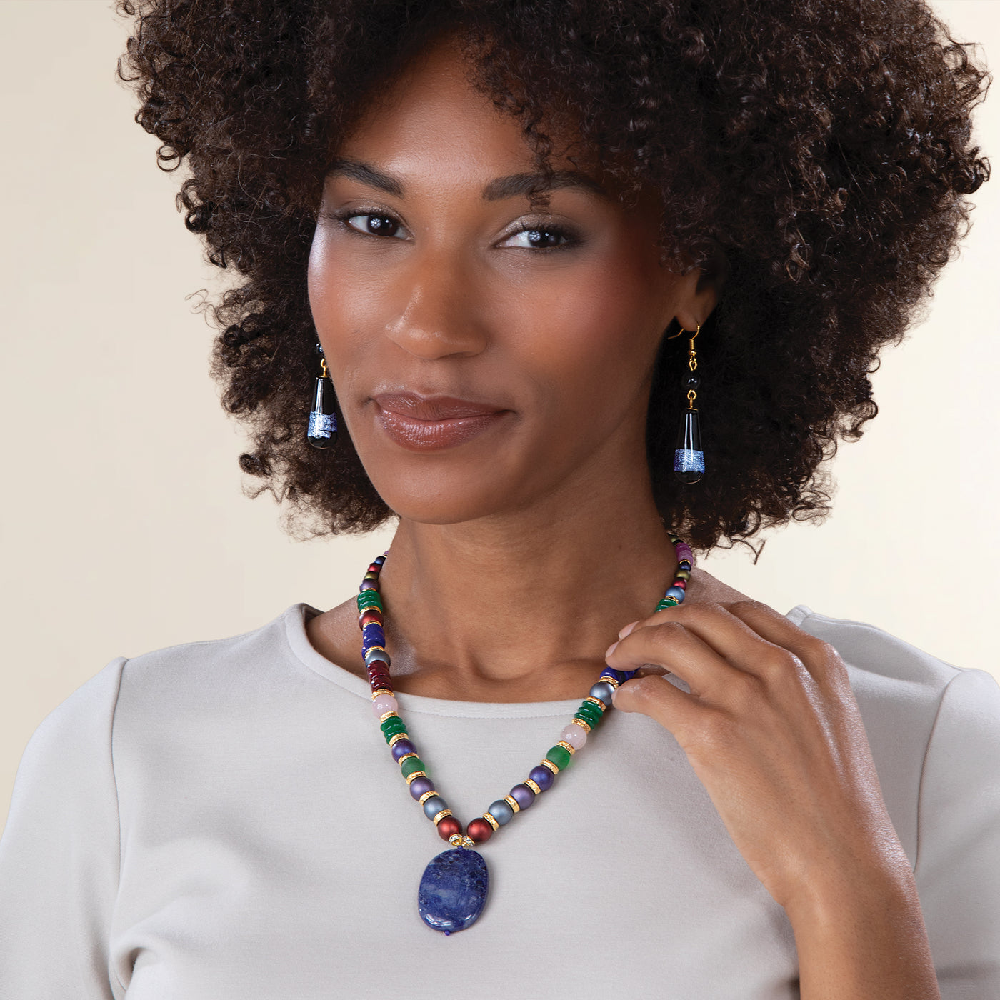 Murano Glass Rainbow-Hued Pendant Necklace (Preorder)