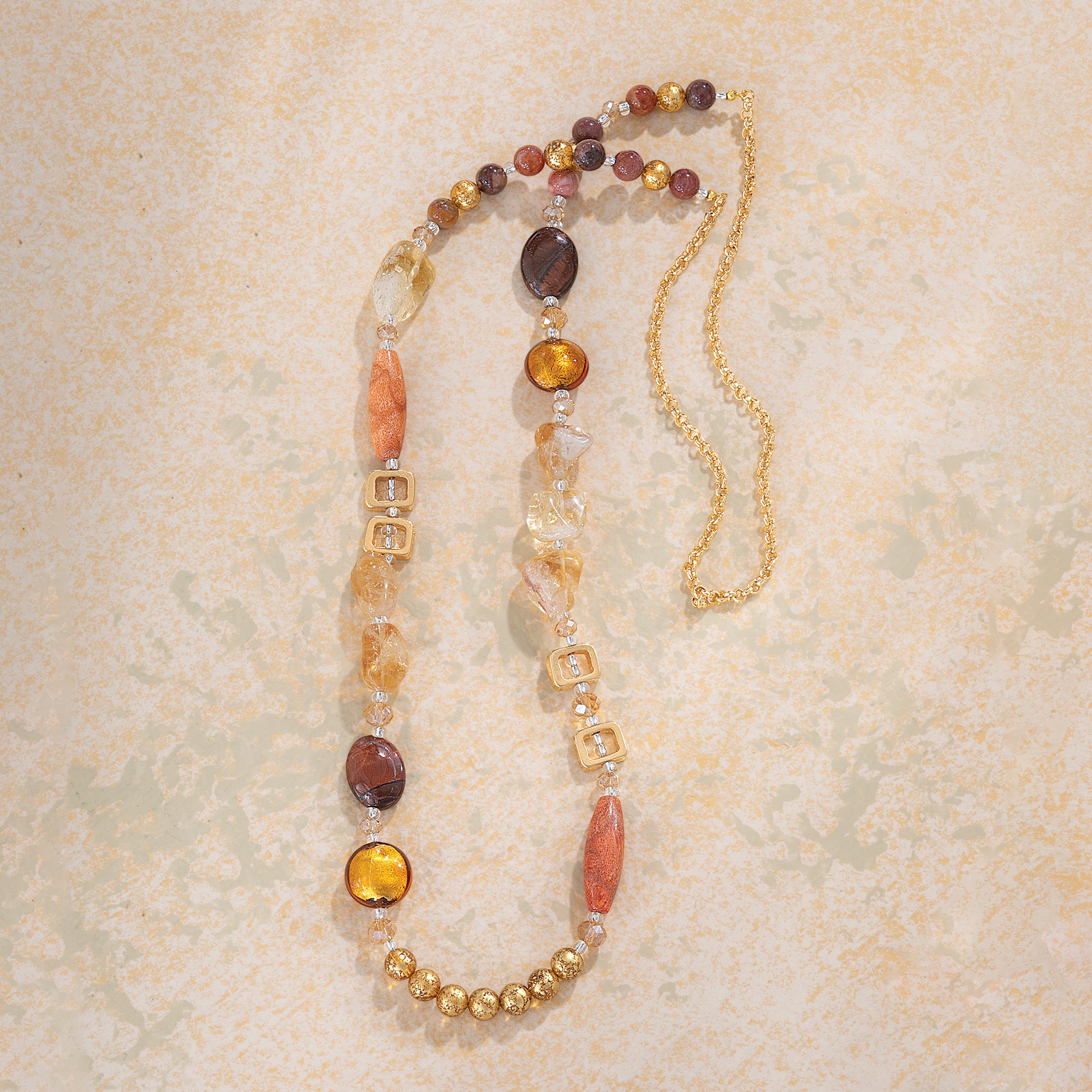 Murano Glass Cafe au Lait Long Necklace