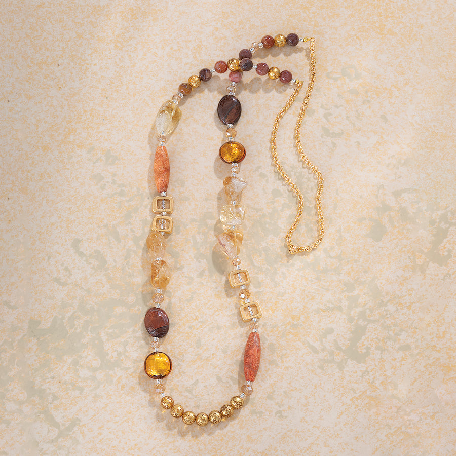 Murano Glass Cafe au Lait Long Necklace