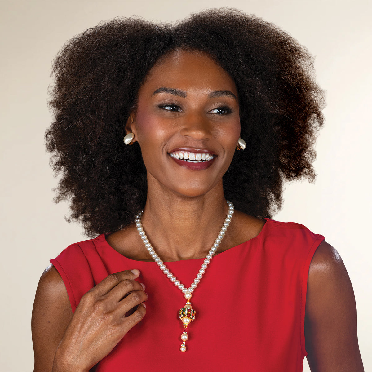 Murano Glass Pearl & Crystal Noel Necklace (Preorder)