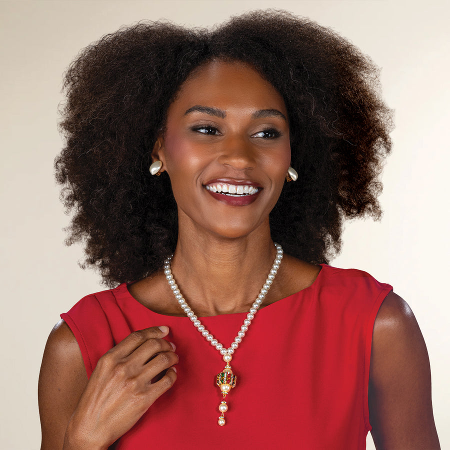 Murano Glass Pearl & Crystal Noel Necklace (Preorder)