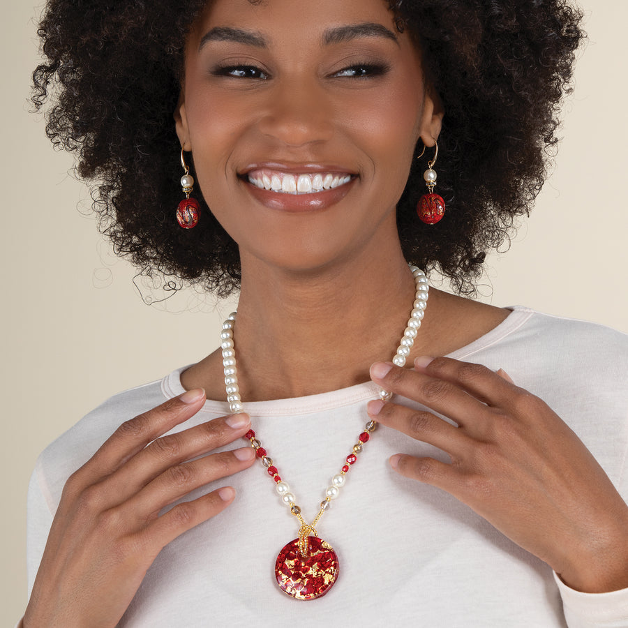 Murano Glass Luccichio Rubino Pendant Necklace