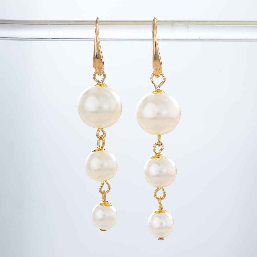 Murano Glass Triple Pearl Earrings
