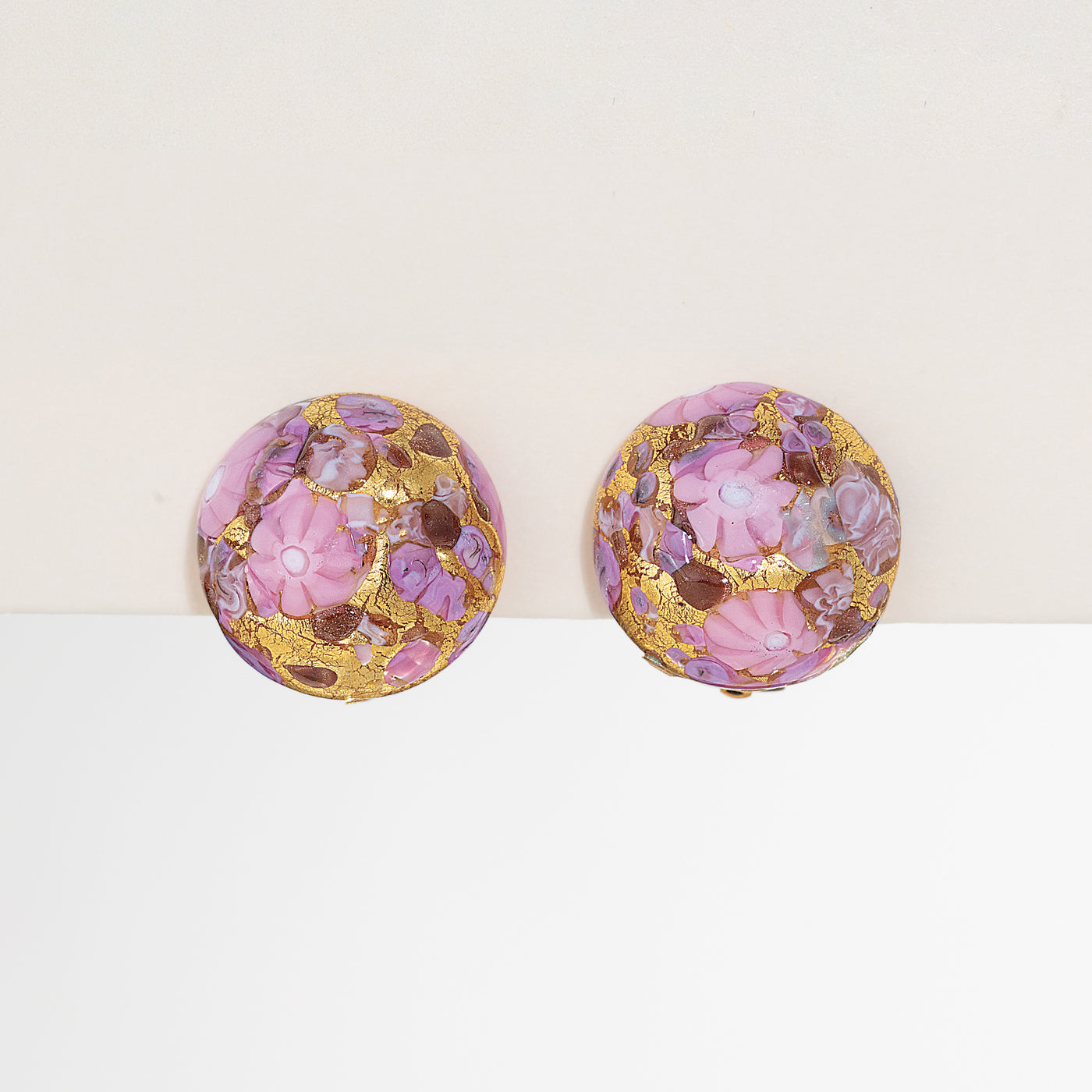 Murano Glass Precious Posies Clip-On Earrings